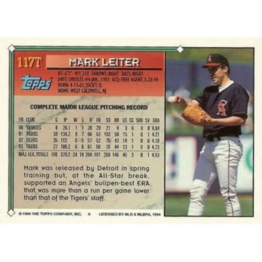 1994 Topps Traded Mark Leiter 117T California Angels